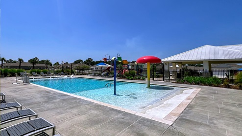 pool with pavilion