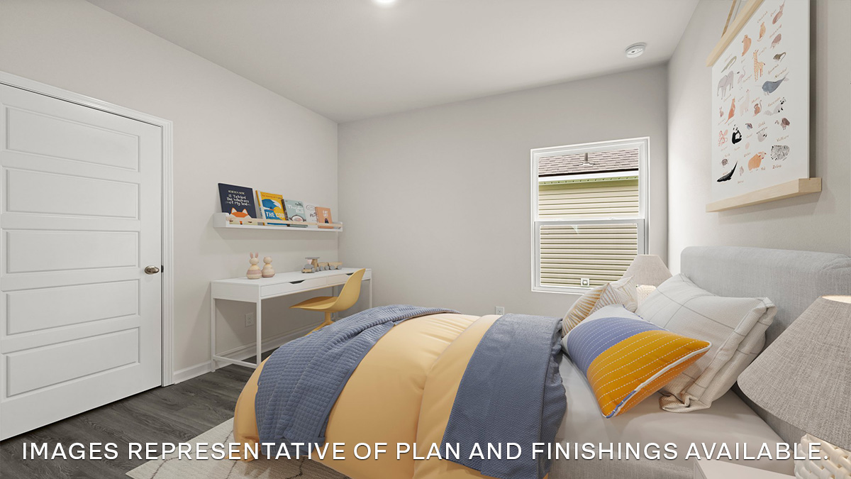 third bedroom with single window and room for a full or queen bed