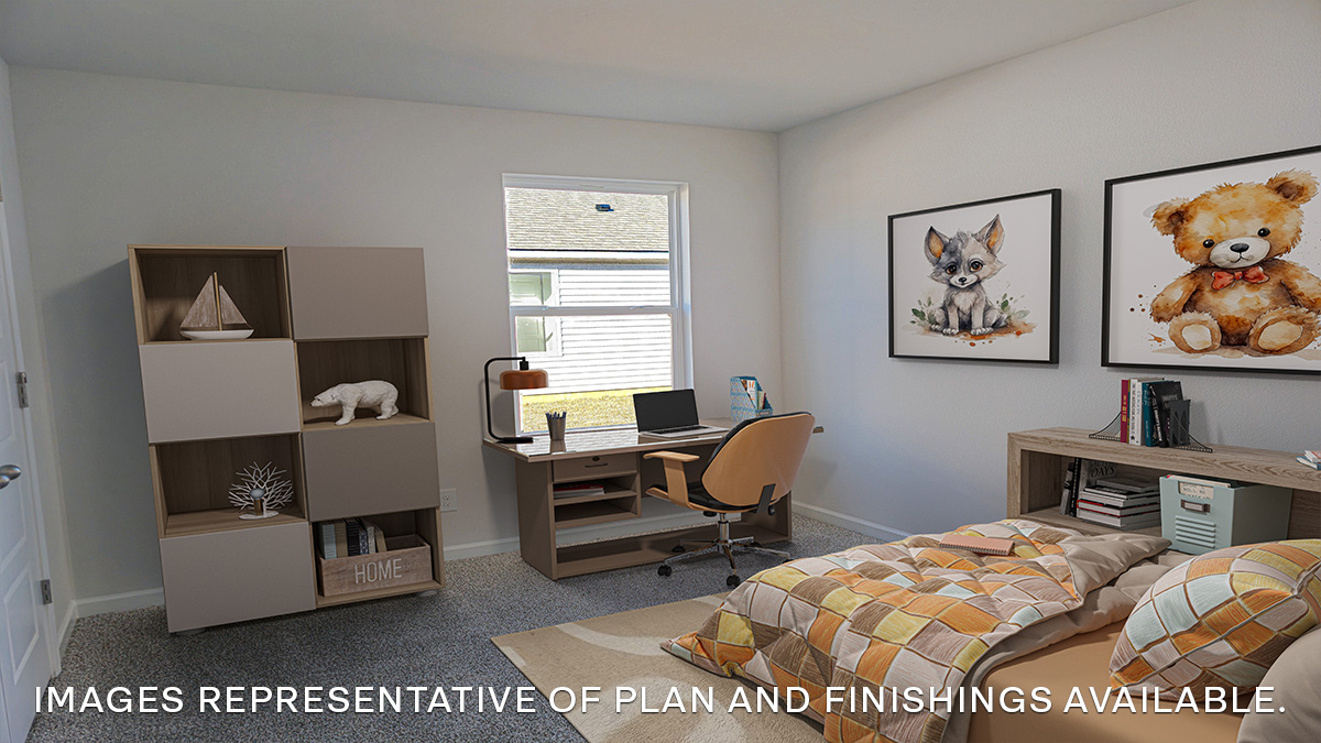 third bedroom with single window and room for up to a queen size bed set