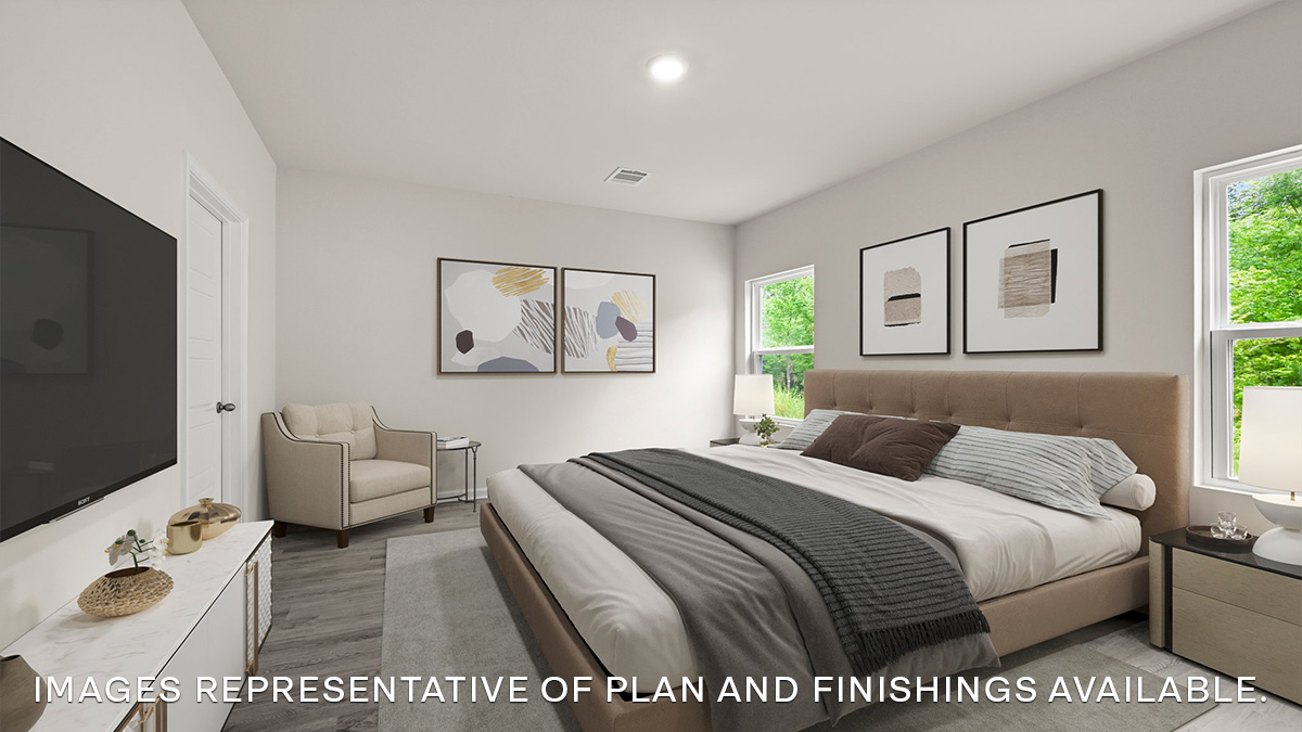 primary bedroom with room for a king-sized bed and rear facing window