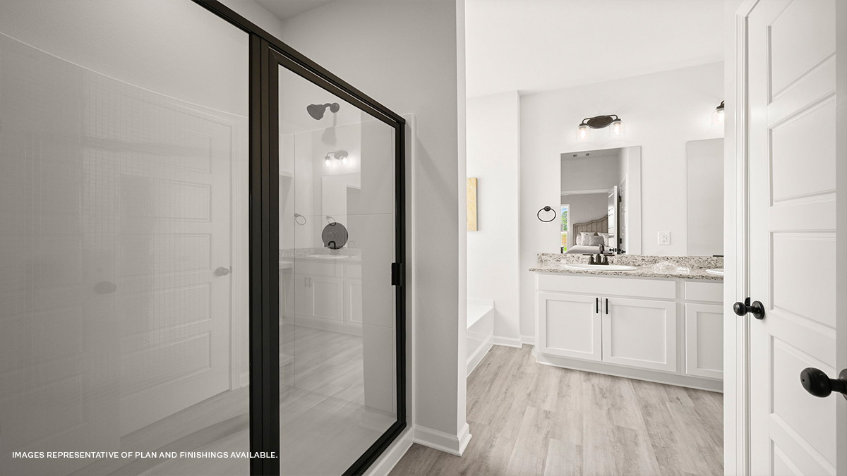 garden tub and separate shower in the primary bath