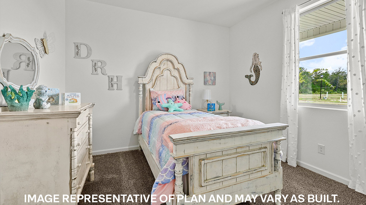 third bedroom with single window and room for a queen bed