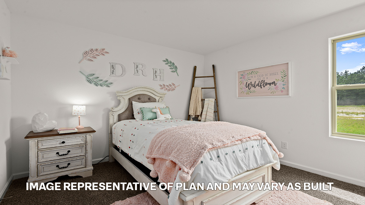 third bedroom with single window and room for a queen bed