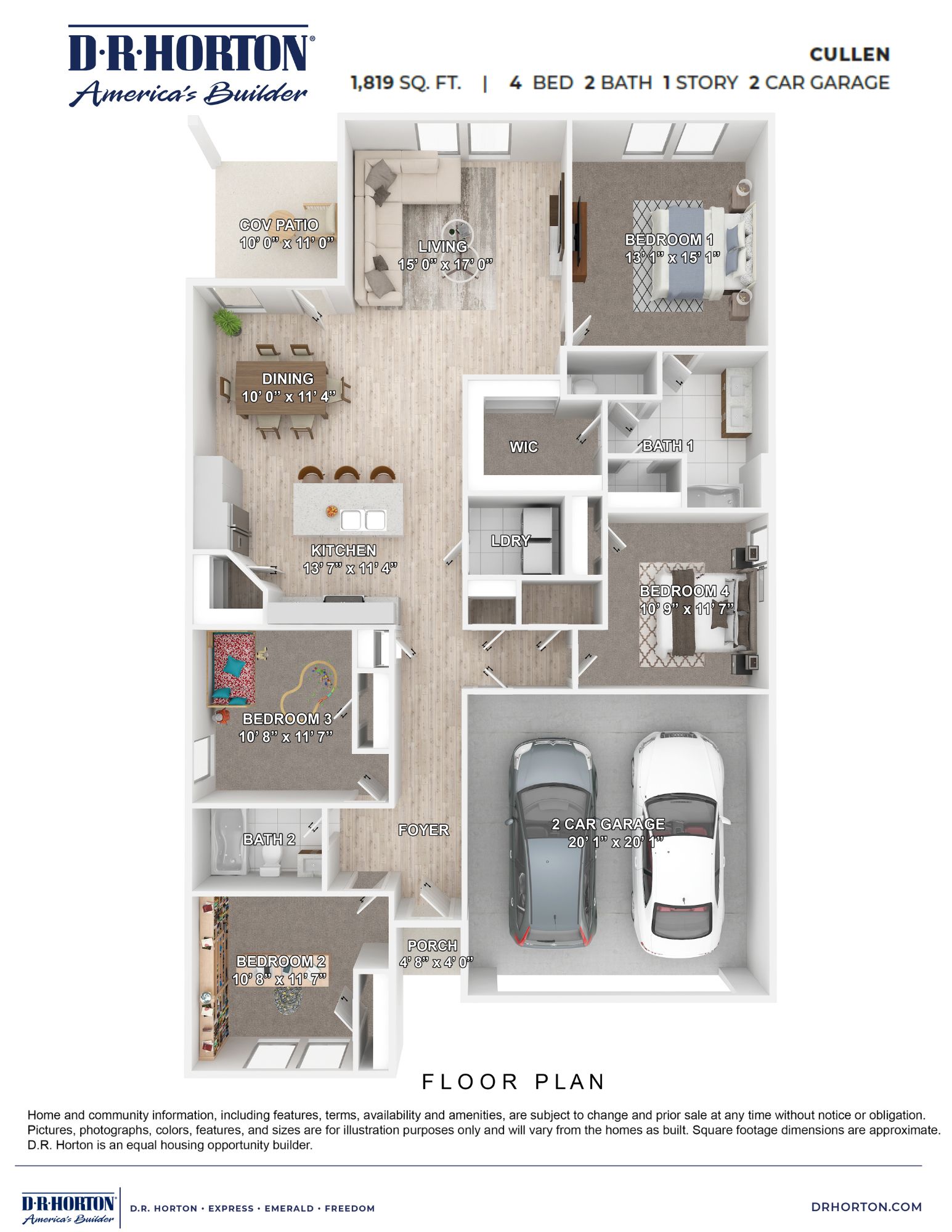 Floor Plan in Meadow Creek Estates Gonzales, LA D.R. Horton