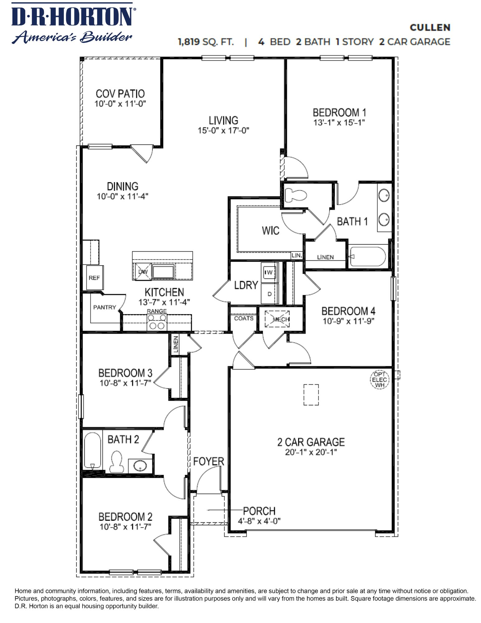 Floor Plan in Meadow Creek Estates Gonzales, LA D.R. Horton