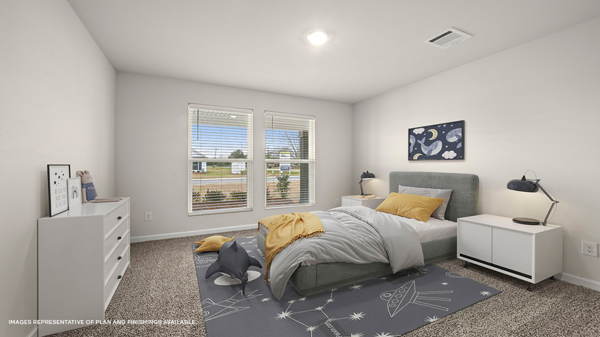 First guest bedroom with size for up to queen size bedroom set with dual windows