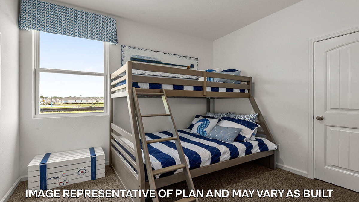 third bedroom with single window and room for a full or queen bed