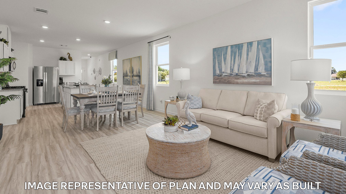 open-concept living room and dining room