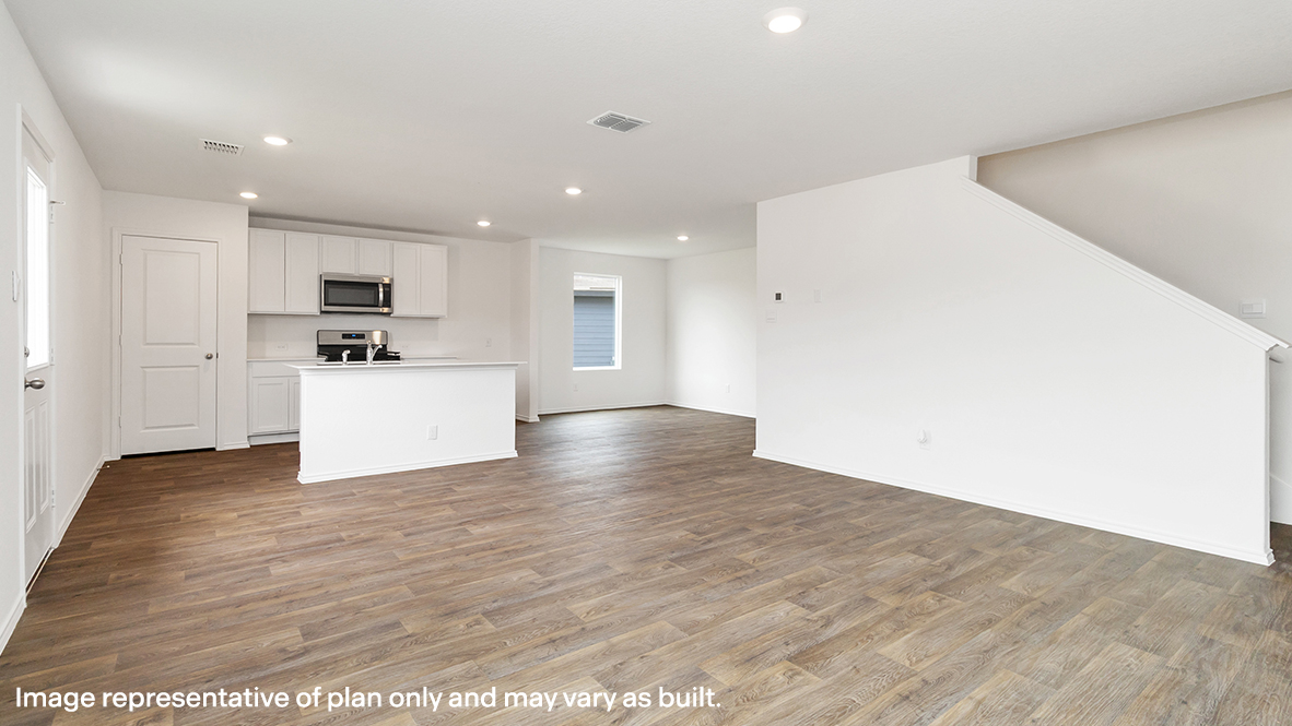 living room in open concept floor plan