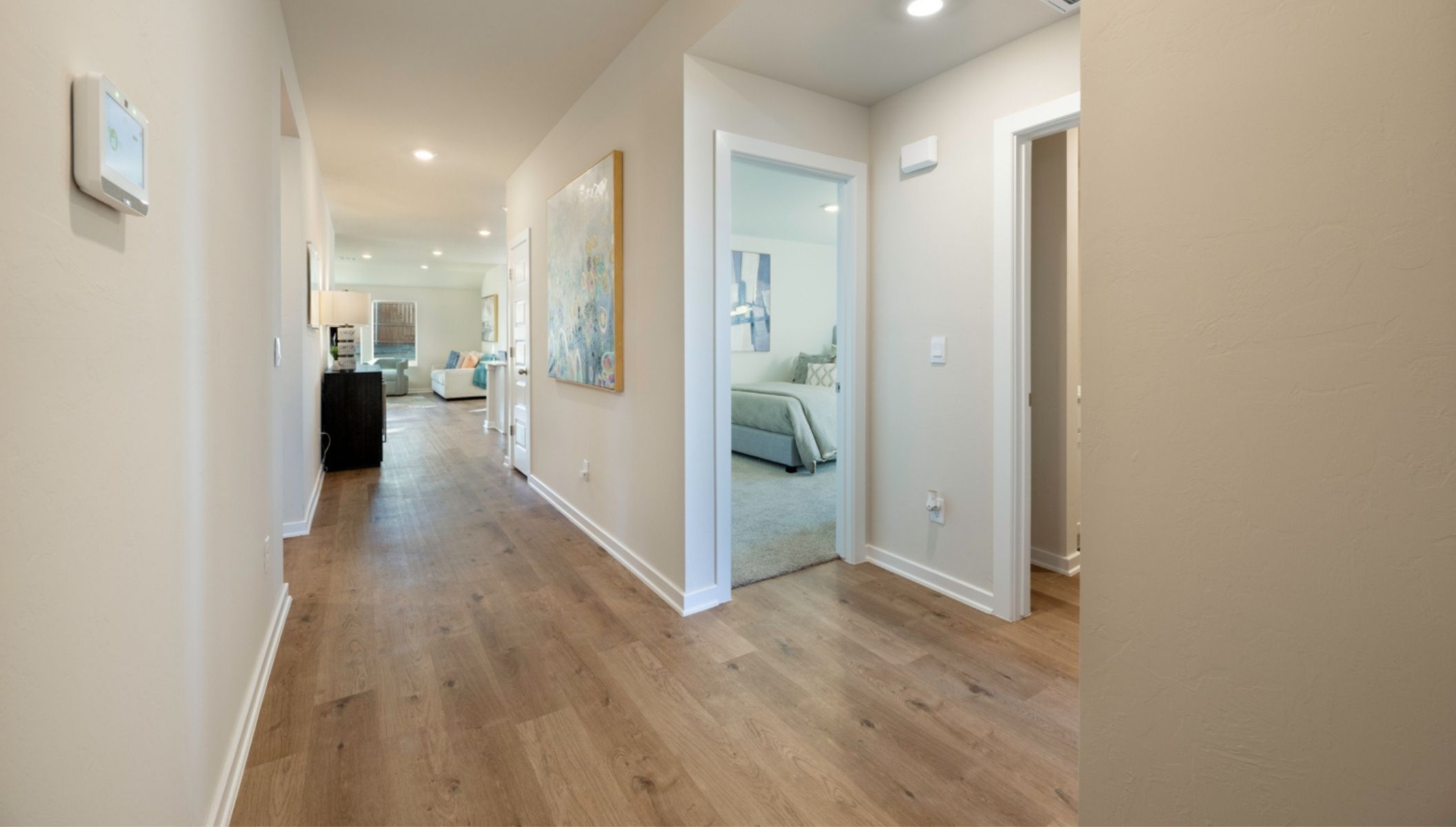 Welcome to The Brook, your gateway to picturesque living in Piedmont, Oklahoma. Nestled amidst the serene landscapes of Oklahoma, The Brook offers a harmonious blend of modern comforts and natural beauty. Our community presents an array of meticulously crafted homes, boasting six thoughtfully designed floor plans tailored to accommodate varying lifestyles. With options ranging from three to four bedrooms, up to three bathrooms, and spacious two-car garages, we ensure that every resident finds their perfect sanctuary.  Upon stepping inside, you're greeted by elegant brick and rock exteriors, complemented by pristine white cabinetry and luxurious quartz countertops. Revel in the charm of luxury vinyl flooring, and pamper yourself in the spa-like ambiance of the 12x24 timeless marble tile shower surrounds. Additionally, our homes are equipped with energy-saving features and cutting-edge smart home technology, elevating your living experience to new heights of convenience and efficiency.  Nestled within Piedmont,