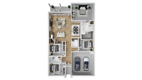 Single story home with a two-car garage