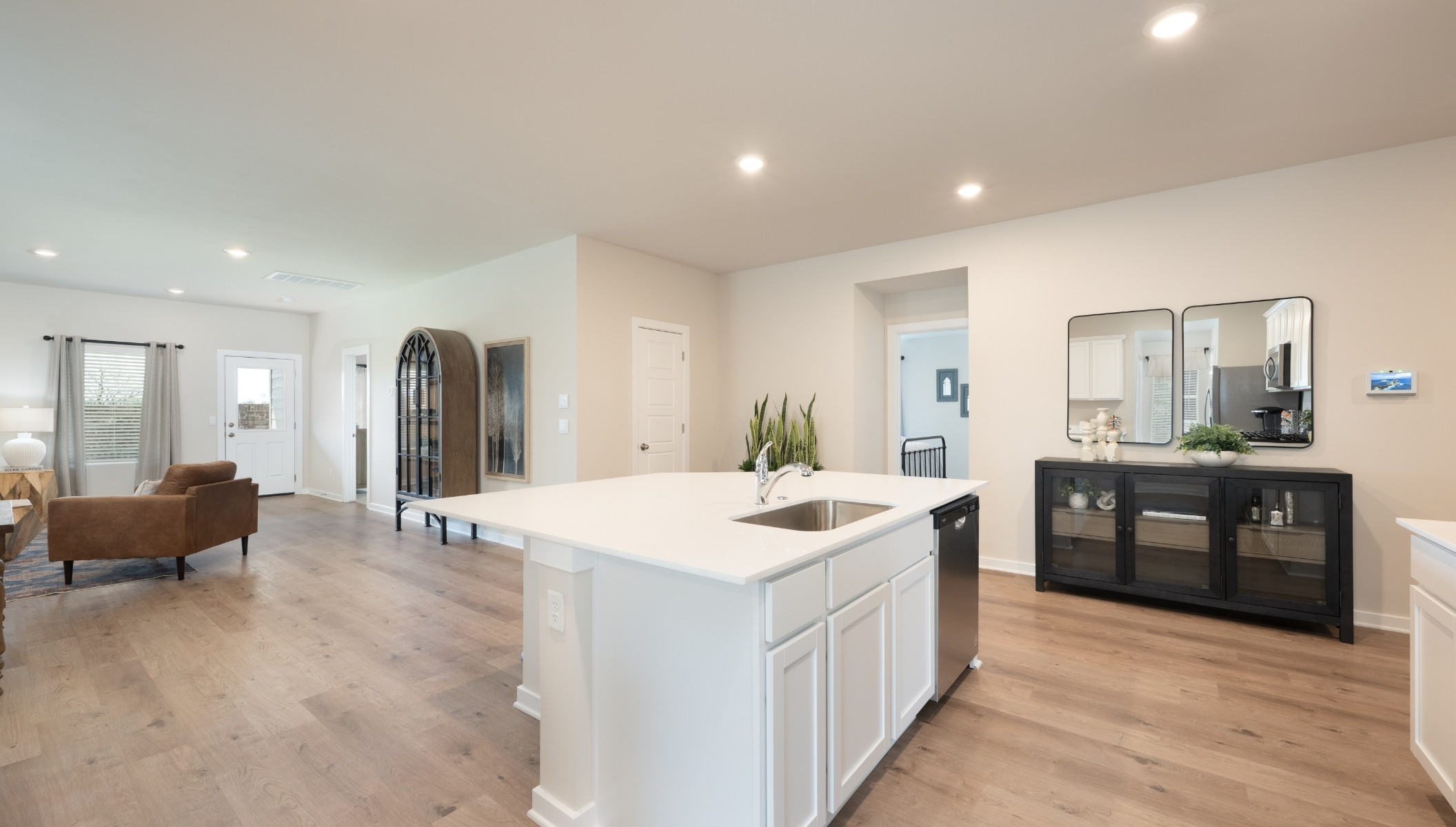 kitchen island overlooking living room