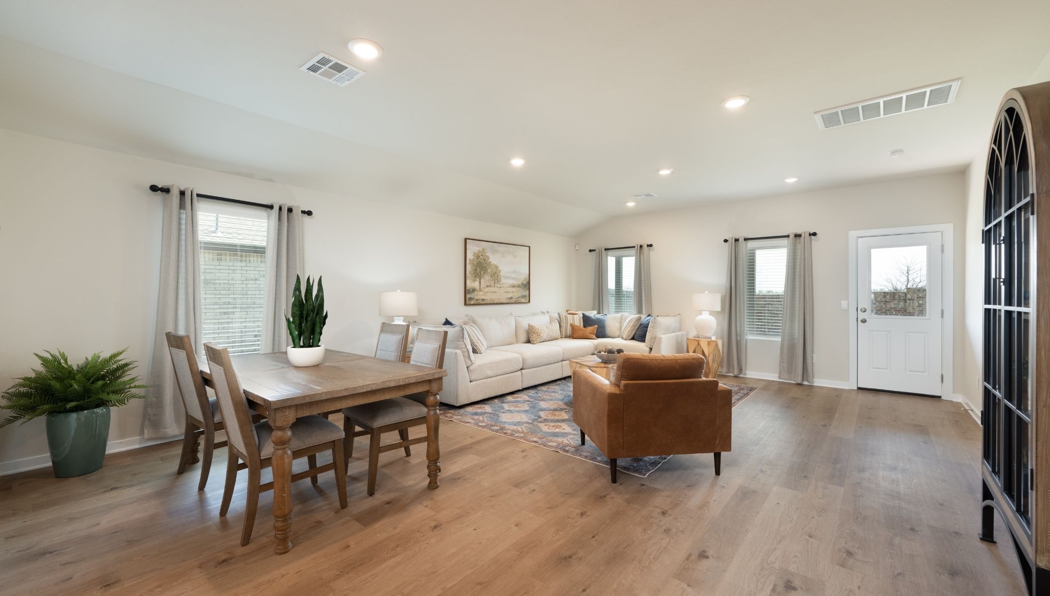 living room with large windows