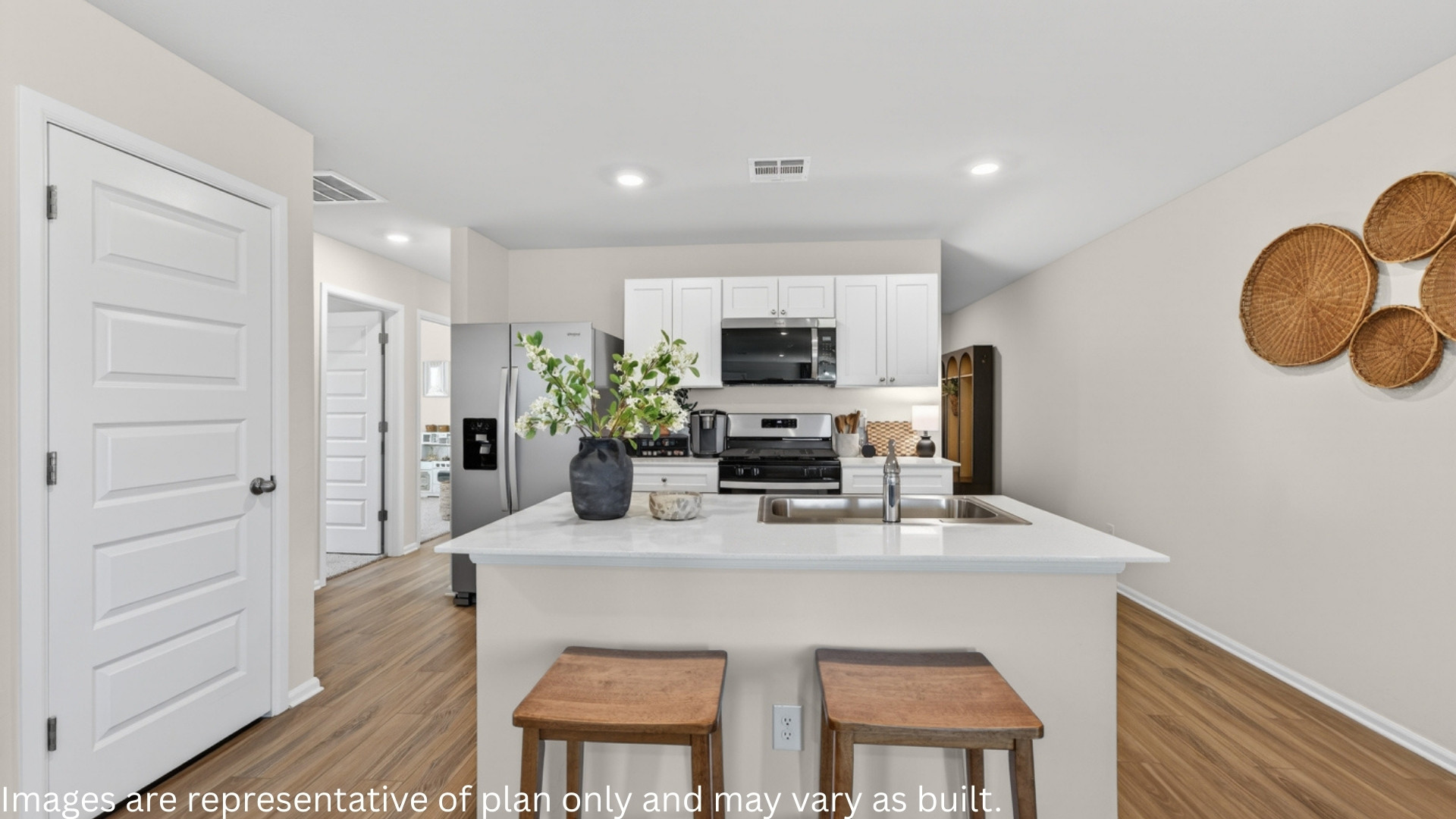 Single story new home in Mustang, OK. New home by D.R. Horton with furnishings