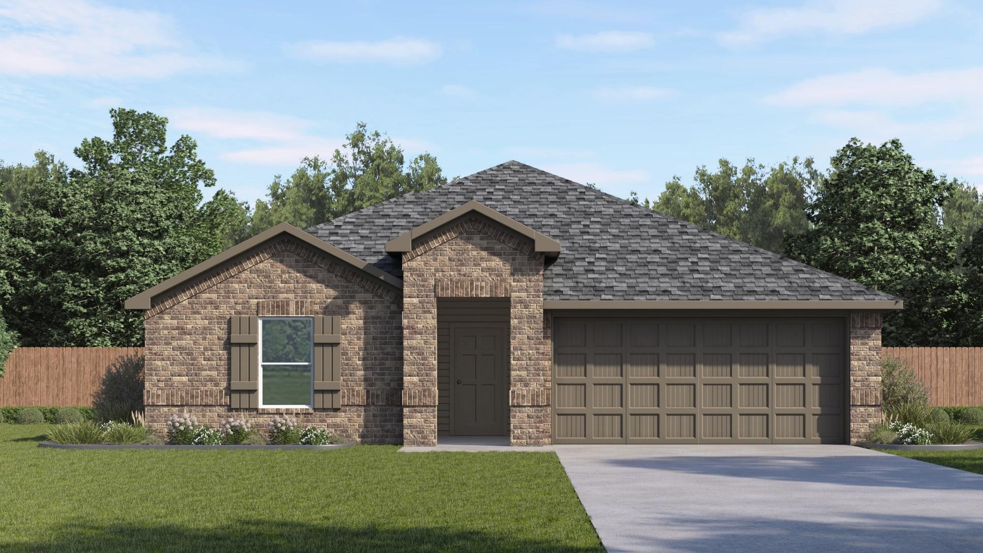 single story home renderings with brick
