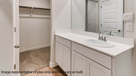 Primary bathroom with single sink