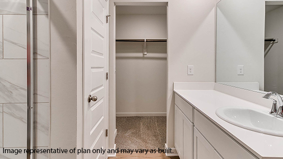 Primary bathroom with single sink