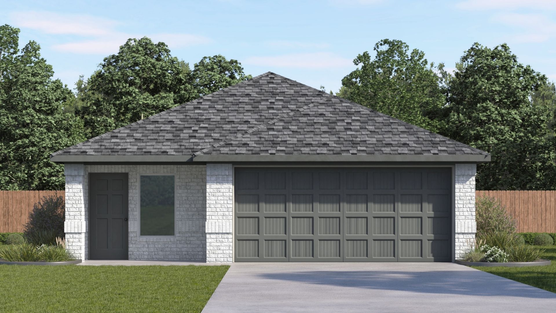 exterior rendering of single story home