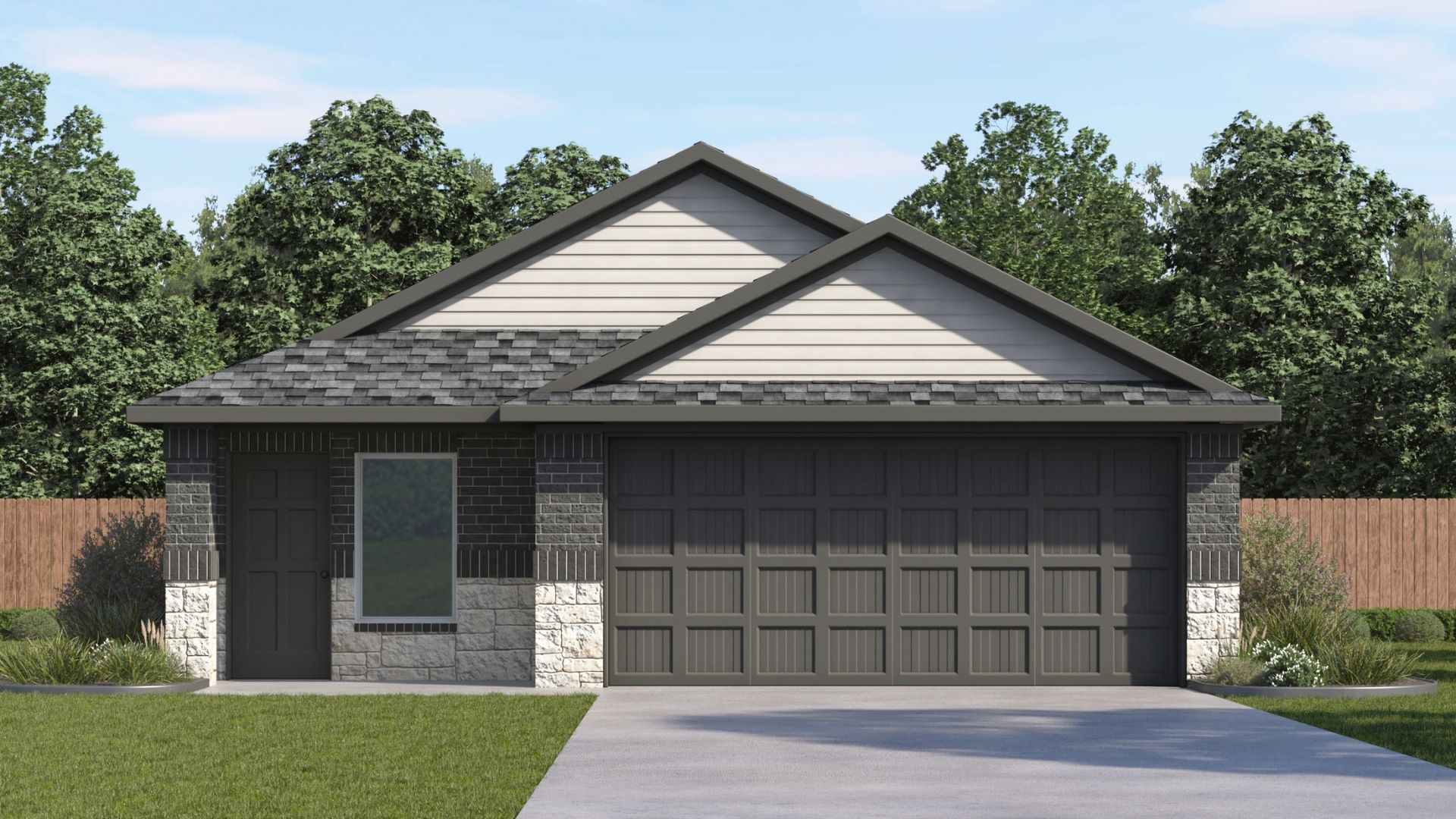 exterior rendering of single story home
