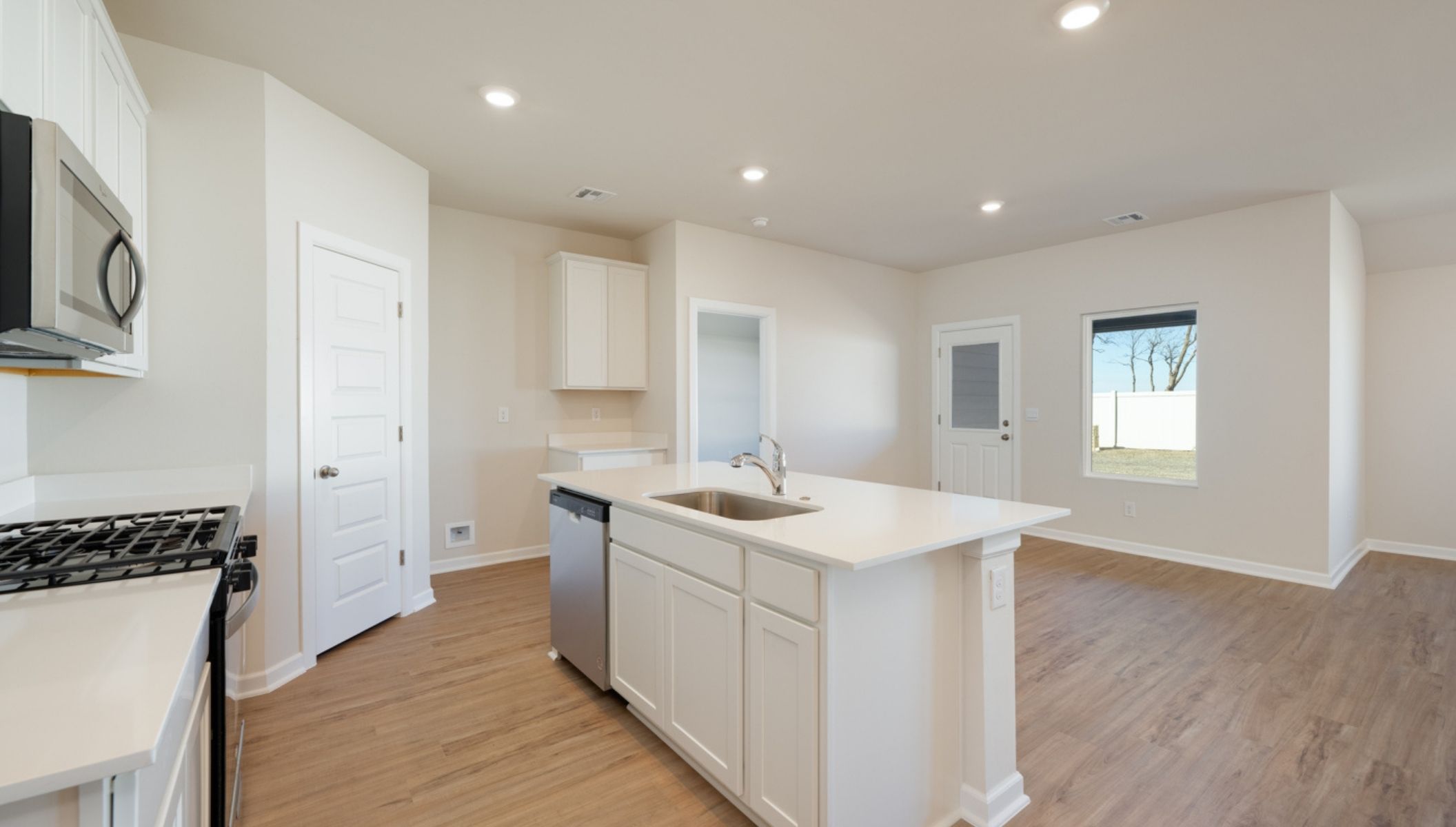 kitchen with island in open-concept floor plan
