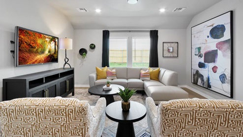 living room with large window