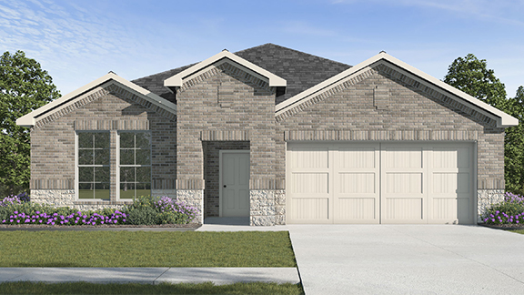 Introducing the Elgin floor plan. The Justin floor plan offers a single-story layout with 4 bedrooms, 2 baths, and an expansive 1831 square feet of living space, catering to the needs of modern families.  From the outside, admire the traditional brick or brick and rock exterior, boasting stunning curb appeal that sets the stage for a warm welcome. Step inside to discover an inviting open concept layout, featuring painted white shaker-style cabinets, quartz countertops, and stainless steel appliances, including a gas range, creating a culinary haven that overlooks the dining area and spacious living room.  Gather with loved ones in the large central family room, perfect for entertaining or simply unwinding after a long day. Retreat to the comfort of the bedrooms, with plush carpeting enhancing coziness, while the main living areas and halls showcase durable luxury vinyl wood flooring, marrying style with practicality.  Indulge in the luxury of the primary suite, complete with a dual vanity, huge walk-in closet, separate water closet, and a large walk-in shower, offering a serene sanctuary for relaxation. Plus, enjoy the convenience of smart home features included in every Elgin floor plan.