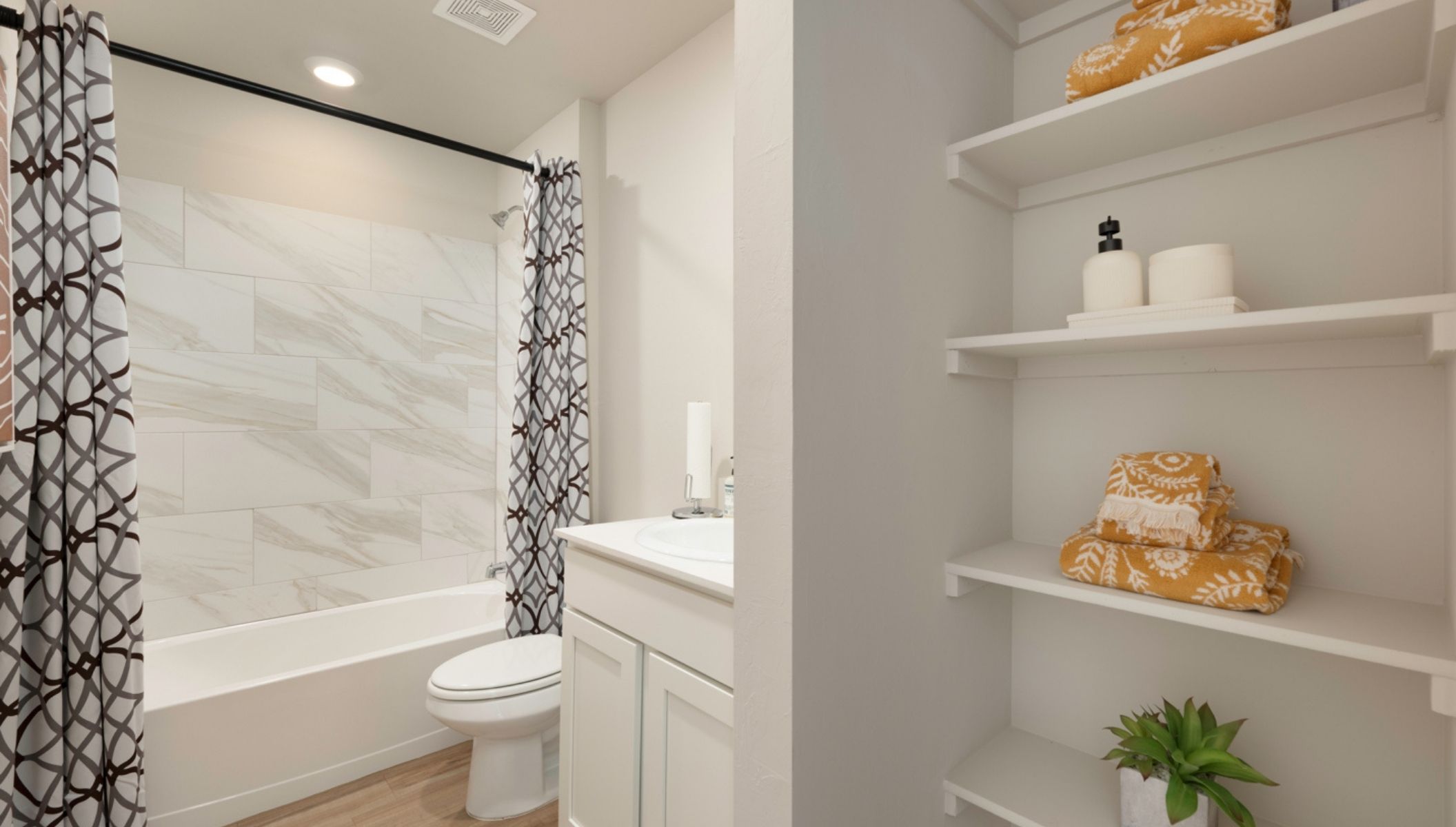 secondary bathroom with shelf