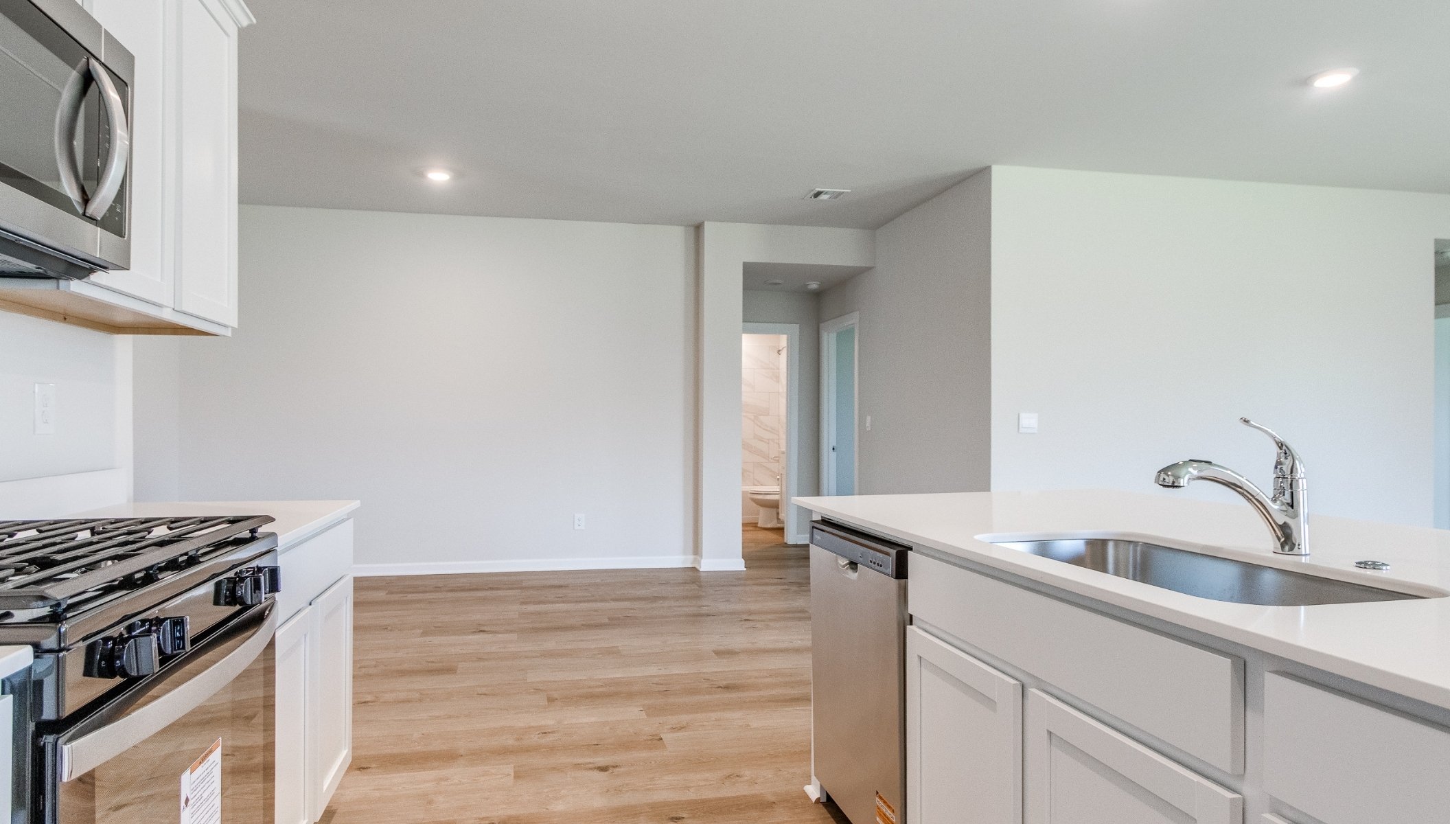 kitchen and dining area of open concept floor plan