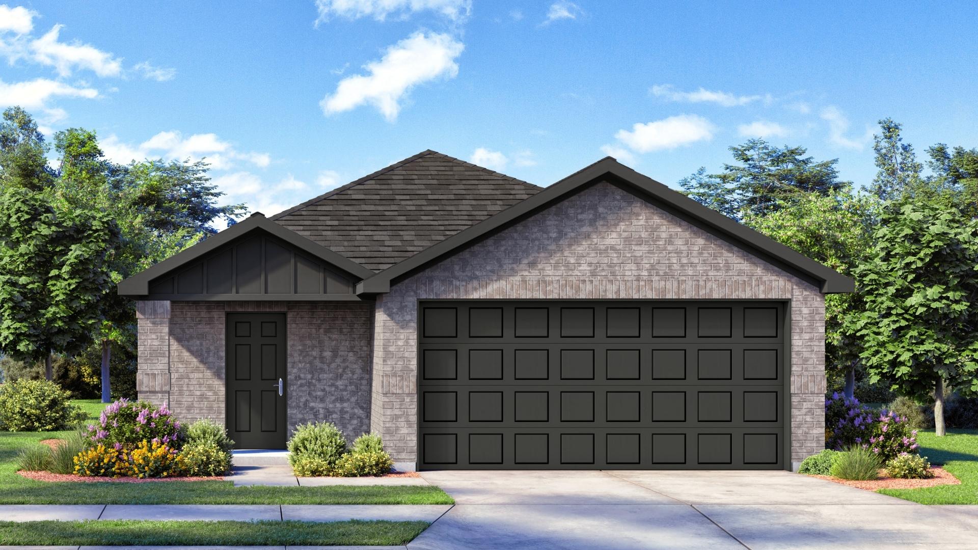single story home rendering with brick