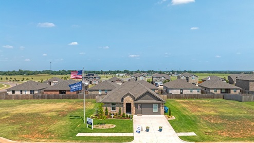 Front aerial shot of model home