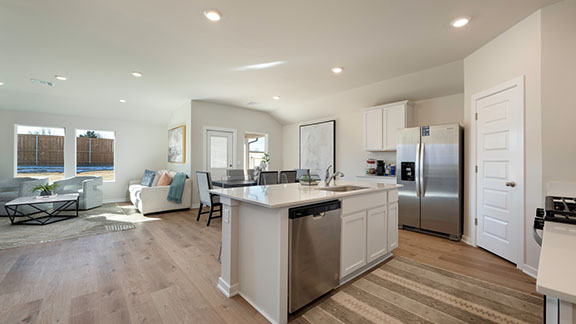 kitchen in open-concept floor plan