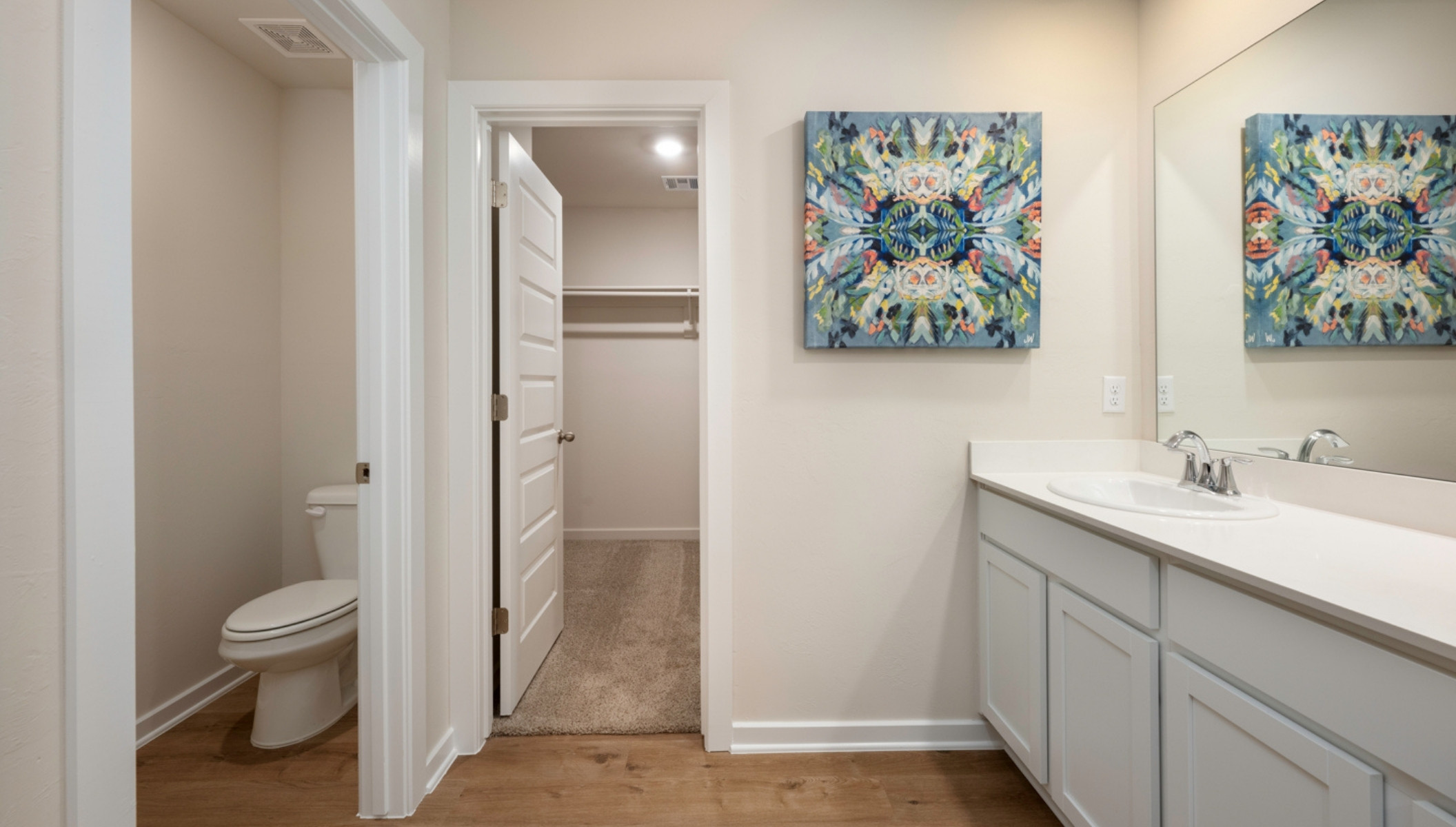 primary bathroom with enclosed toliet