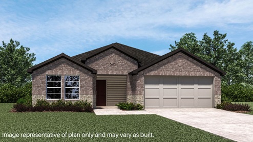 Welcome to the Denton floor plan, where modern charm meets cozy elegance in the heart of The Montereau Community, nestled in scenic Yukon, Oklahoma. This one-story haven offers 3 bedrooms, 2 baths, and a generous 1575 square feet of living space, perfect for those seeking a warm and inviting retreat. From the outside, admire the traditional brick or brick and rock exterior, exuding timeless allure and modern curb appeal. Step inside to discover an open concept layout that effortlessly combines style and functionality. The kitchen features painted white shaker-style cabinets, quartz countertops, and stainless steel appliances, creating a welcoming atmosphere that overlooks the dining area and living room, ideal for gatherings and entertaining. As you explore further, you'll find comfort in every corner. Sink your feet into plush carpeting in the bedrooms, while the main living areas and halls boast durable luxury vinyl wood flooring, adding a touch of rustic charm to your everyday life. Indulge in the luxury of the primary suite, complete with a dual vanity, huge walk-in closet, separate water closet, and a large walk-in shower, ensuring your comfort and convenience. Experience the convenience of smart home features included in every Denton floor plan. Schedule a tour today and discover your perfect blend of modern luxury and cozy warmth at The Montereau Community in Yukon, Oklahoma.