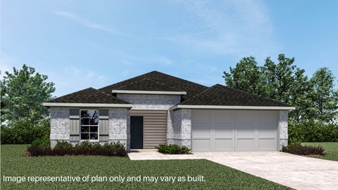 Welcome to the Denton floor plan, where modern charm meets cozy elegance in the heart of The Montereau Community, nestled in scenic Yukon, Oklahoma. This one-story haven offers 3 bedrooms, 2 baths, and a generous 1575 square feet of living space, perfect for those seeking a warm and inviting retreat. From the outside, admire the traditional brick or brick and rock exterior, exuding timeless allure and modern curb appeal. Step inside to discover an open concept layout that effortlessly combines style and functionality. The kitchen features painted white shaker-style cabinets, quartz countertops, and stainless steel appliances, creating a welcoming atmosphere that overlooks the dining area and living room, ideal for gatherings and entertaining. As you explore further, you'll find comfort in every corner. Sink your feet into plush carpeting in the bedrooms, while the main living areas and halls boast durable luxury vinyl wood flooring, adding a touch of rustic charm to your everyday life. Indulge in the luxury of the primary suite, complete with a dual vanity, huge walk-in closet, separate water closet, and a large walk-in shower, ensuring your comfort and convenience. Experience the convenience of smart home features included in every Denton floor plan. Schedule a tour today and discover your perfect blend of modern luxury and cozy warmth at The Montereau Community in Yukon, Oklahoma.
