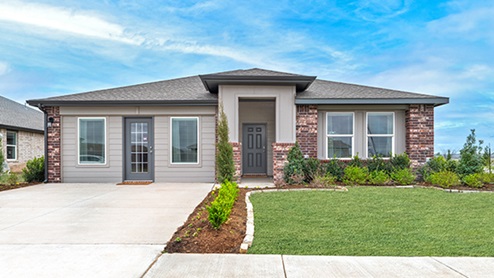 Single-story home with a two-car garage., New home in Oklahoma City