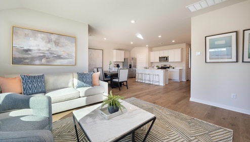 living room with large window