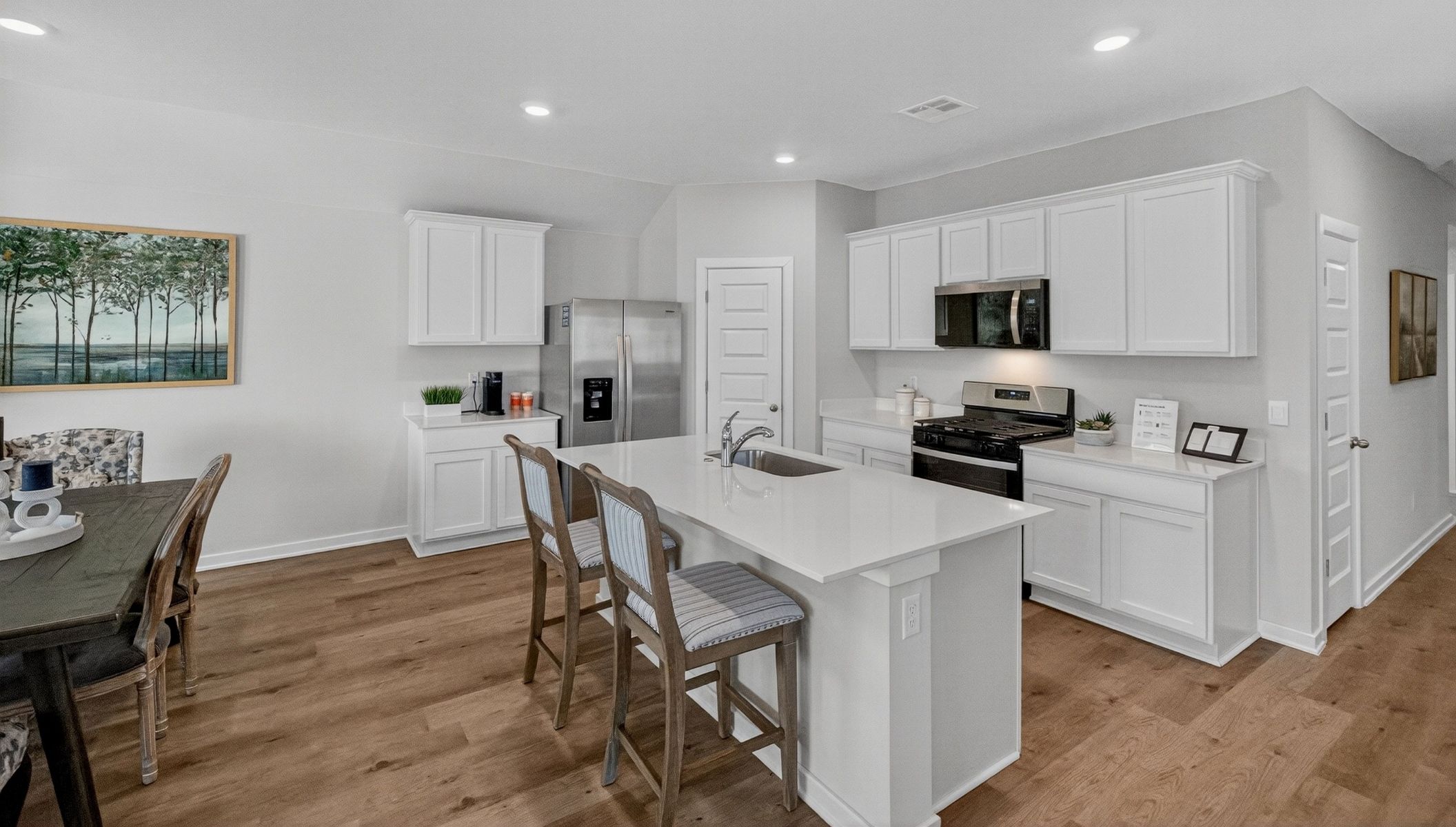 kitchen with island and corner pantry