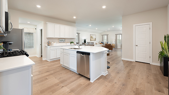 Kitchen entrance with stainless steel appliances