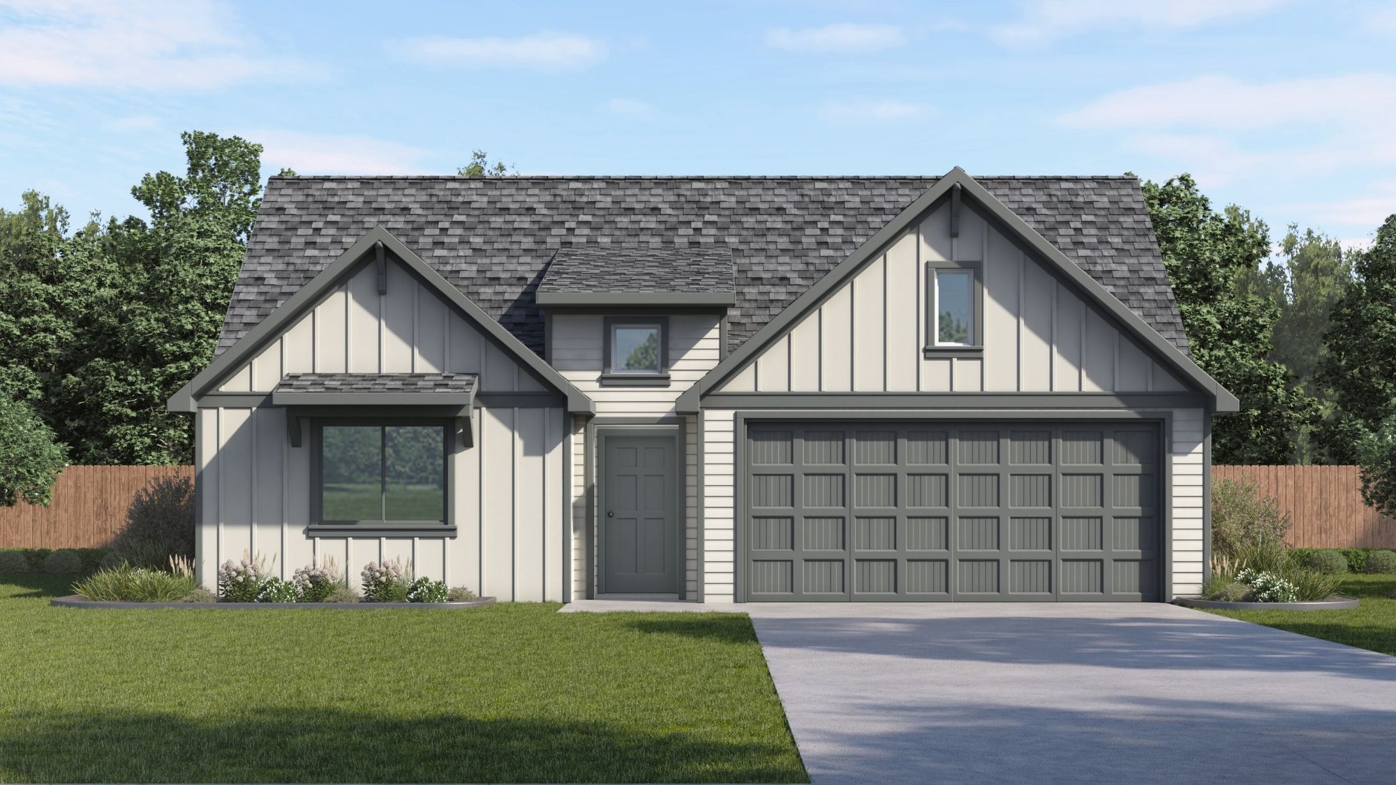 Single story home with a two-car garage