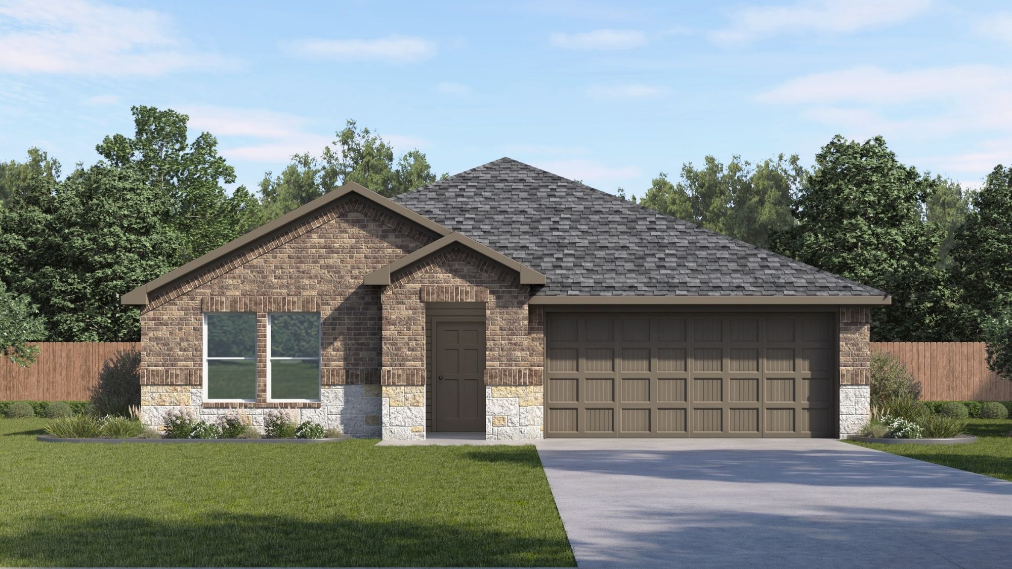 Single story home with a two-car garage