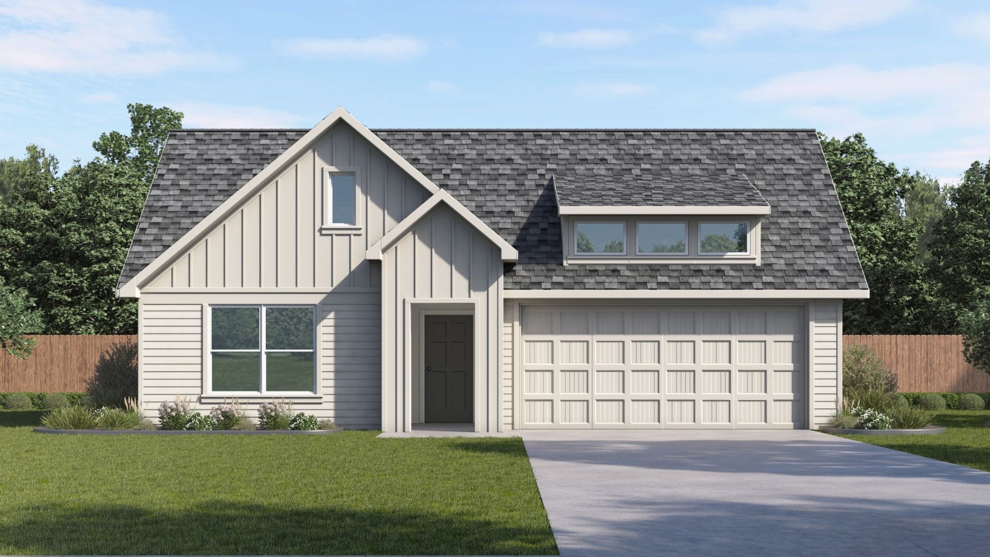 Single story home with a two-car garage