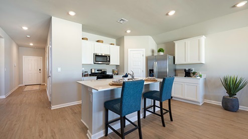 kitchen in open-concept floor plan