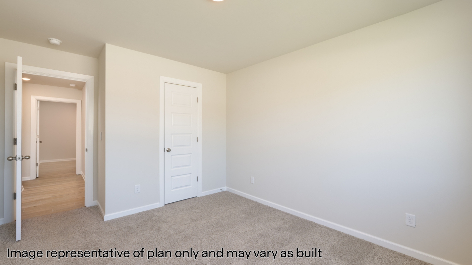 Secondary bedroom with carpet and windows