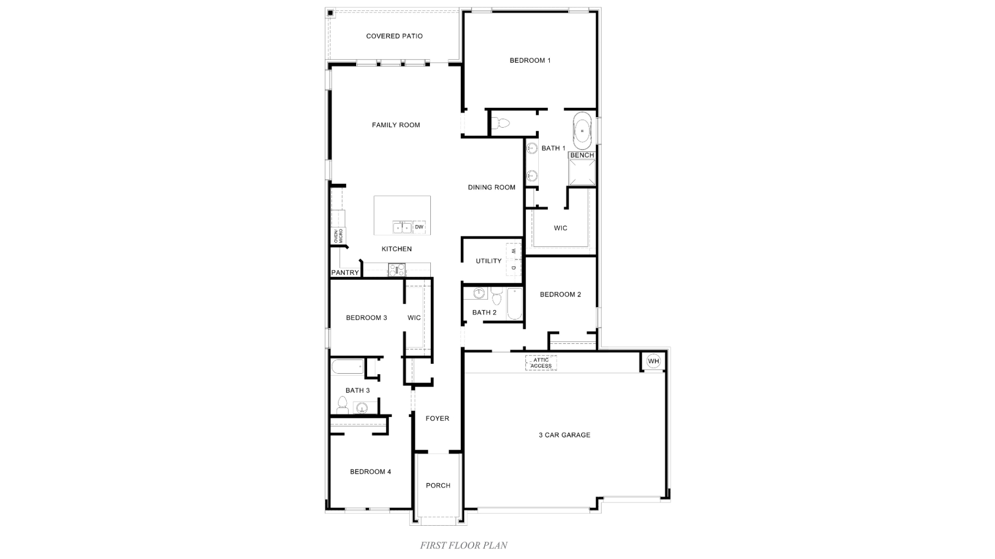 single story floor plan with a three car garage in Edmond, OK