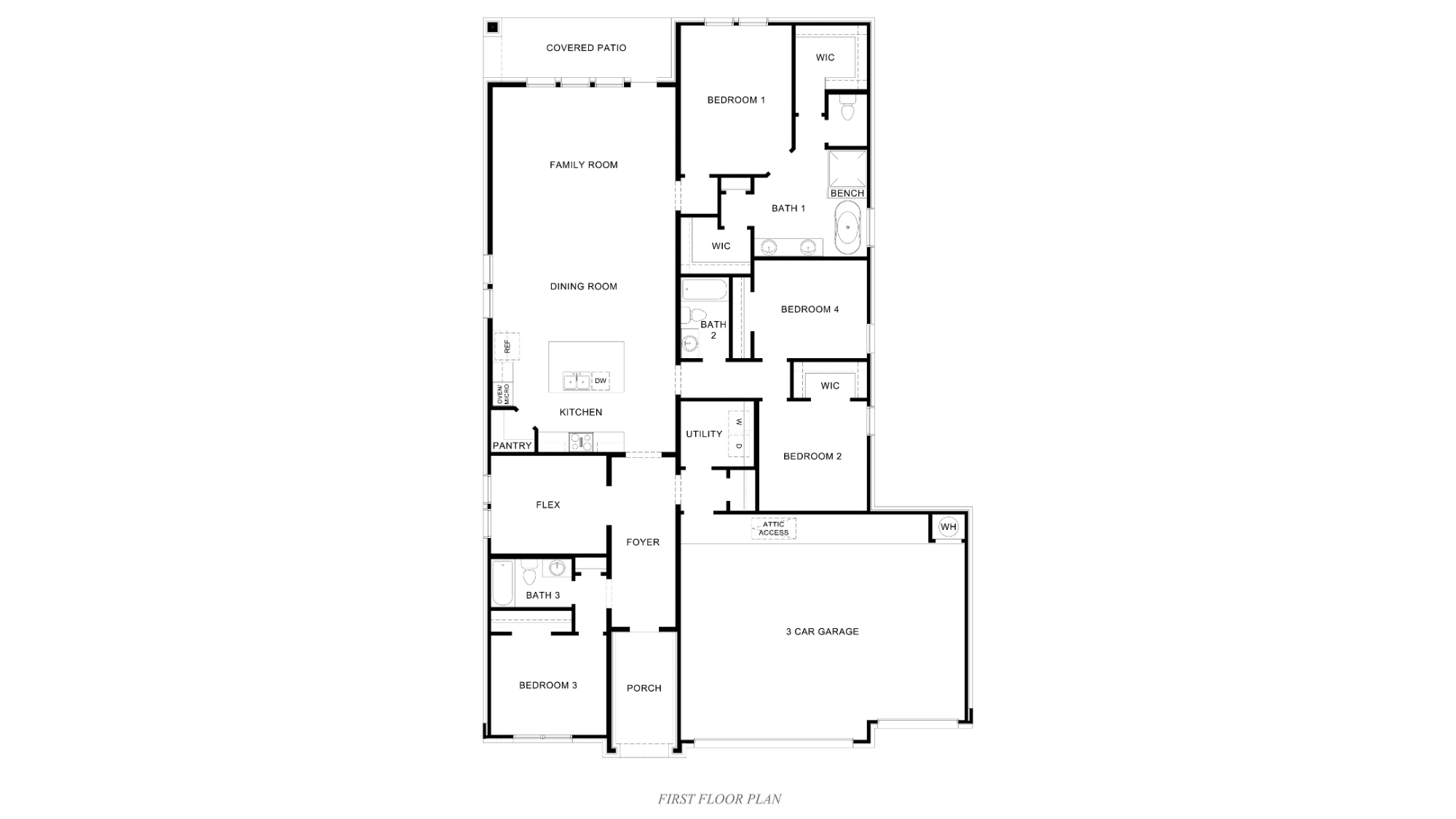single story floor plan with three car garage in Edmond Oklahoma