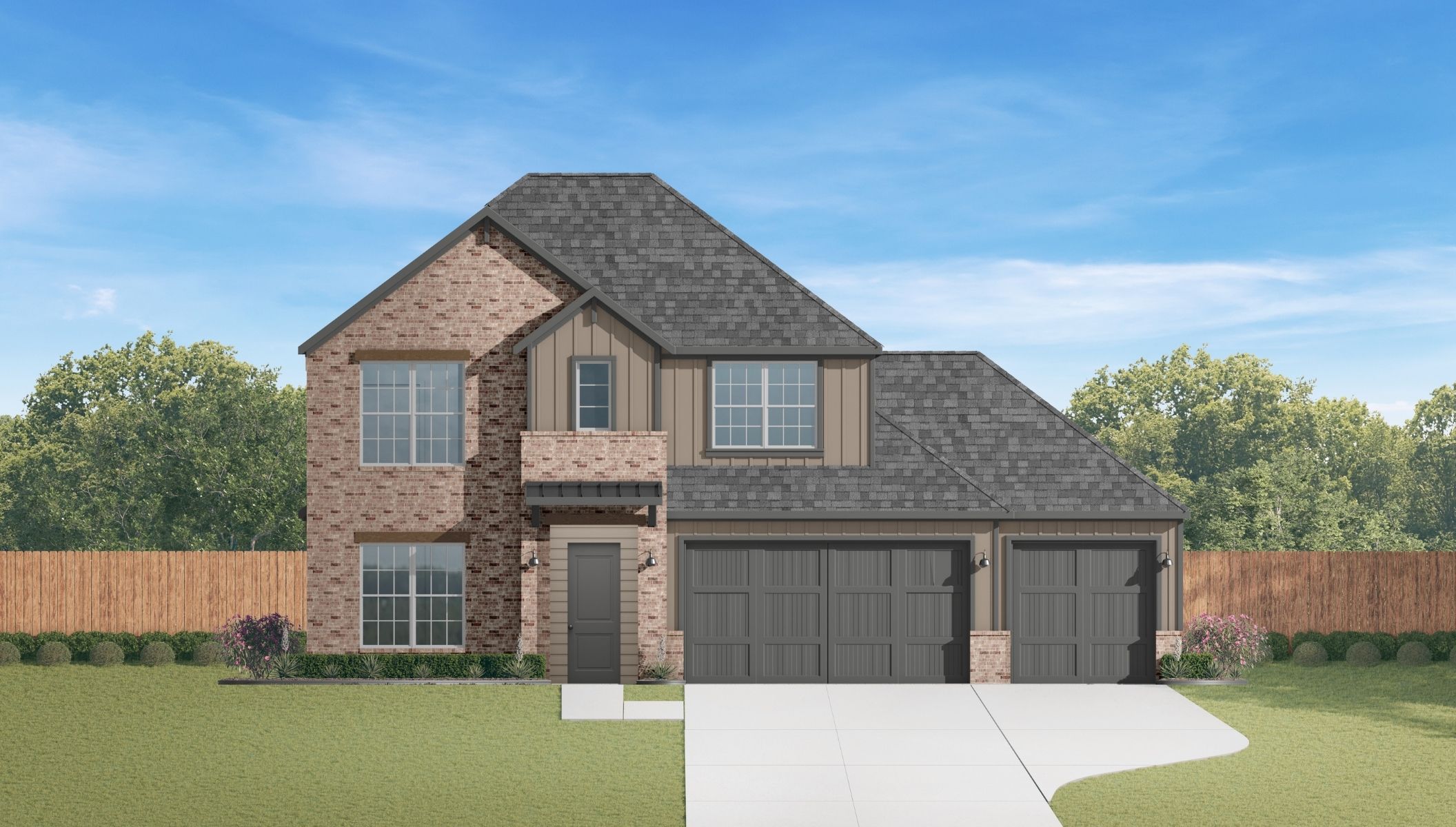 two story rendering with brick