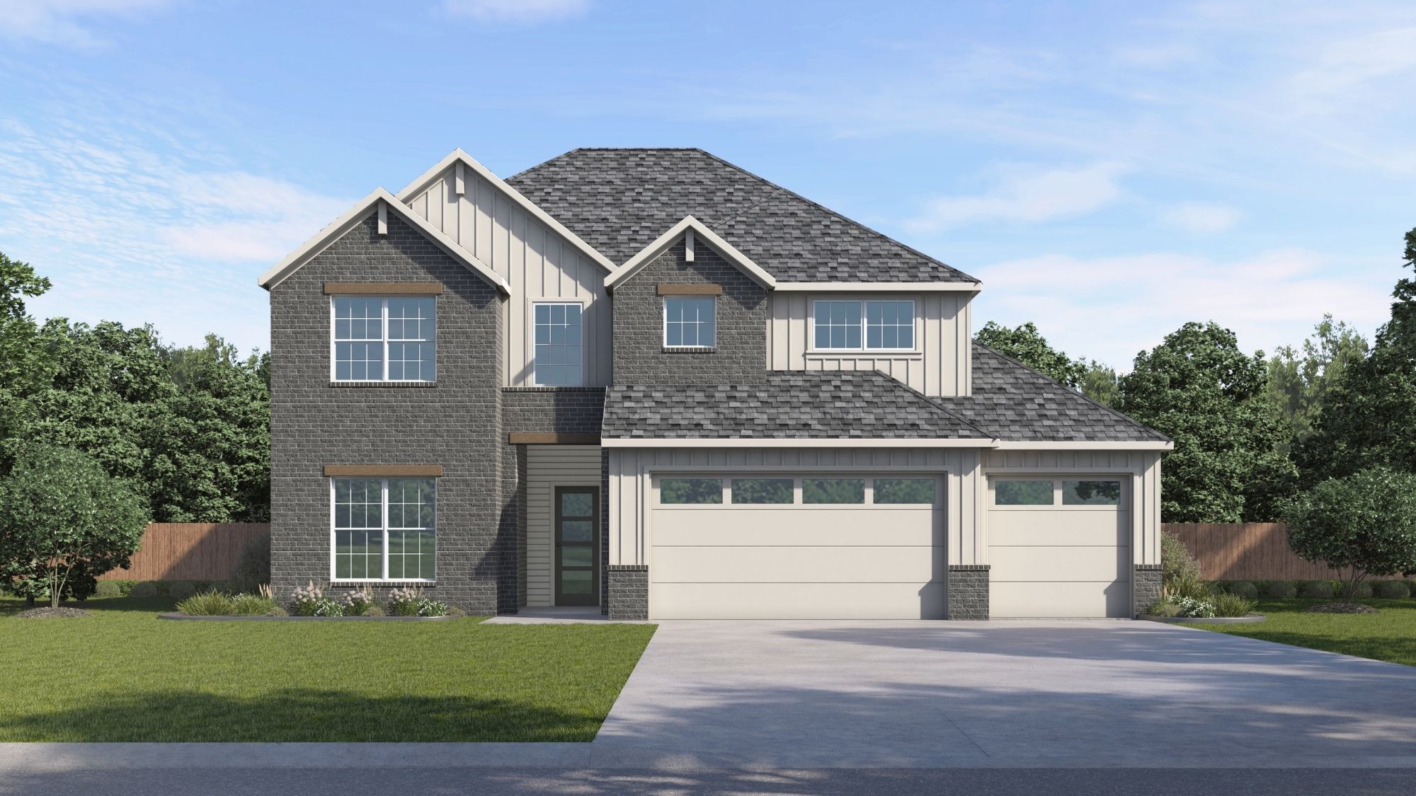 two story home rendering with brick