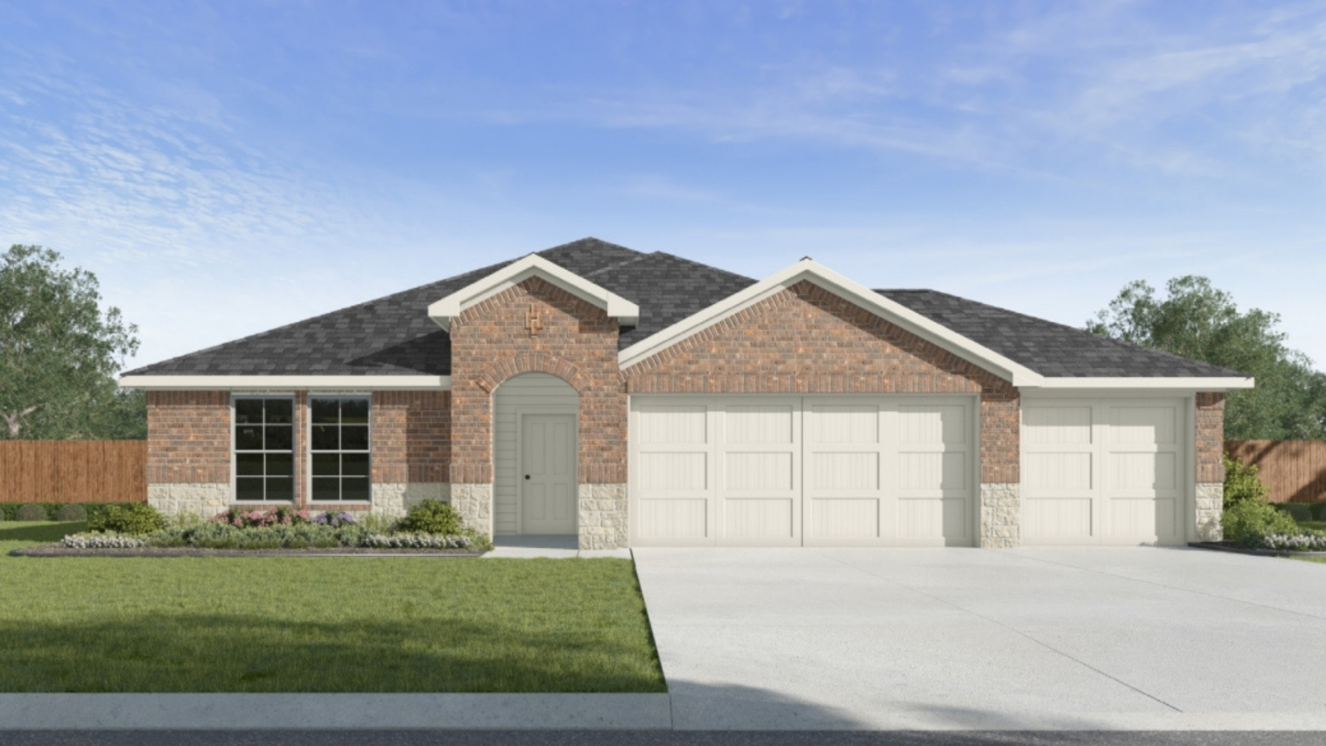 Rendering 3 car garage