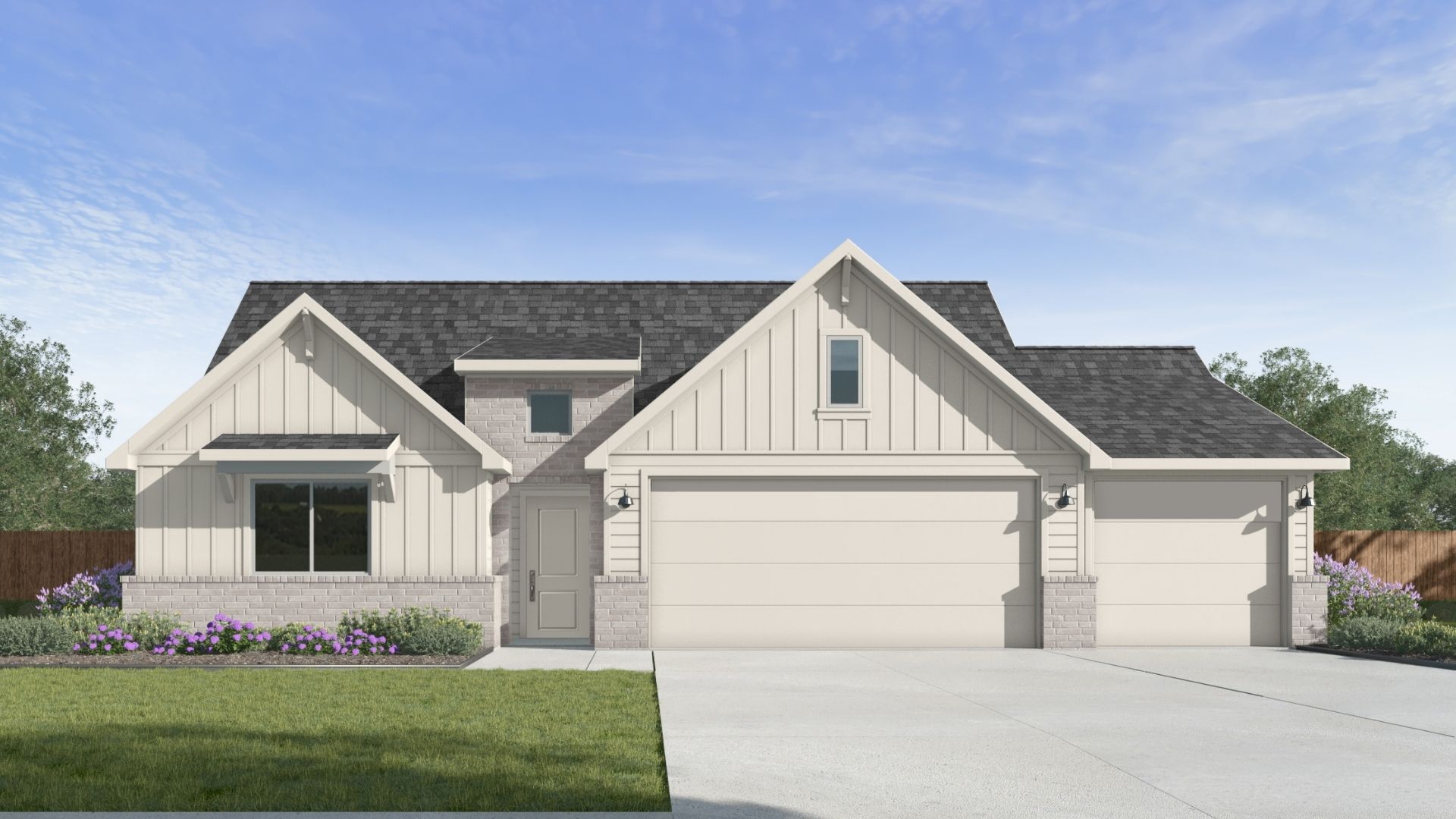 3 car rendering of home in Piedmont Oklahoma