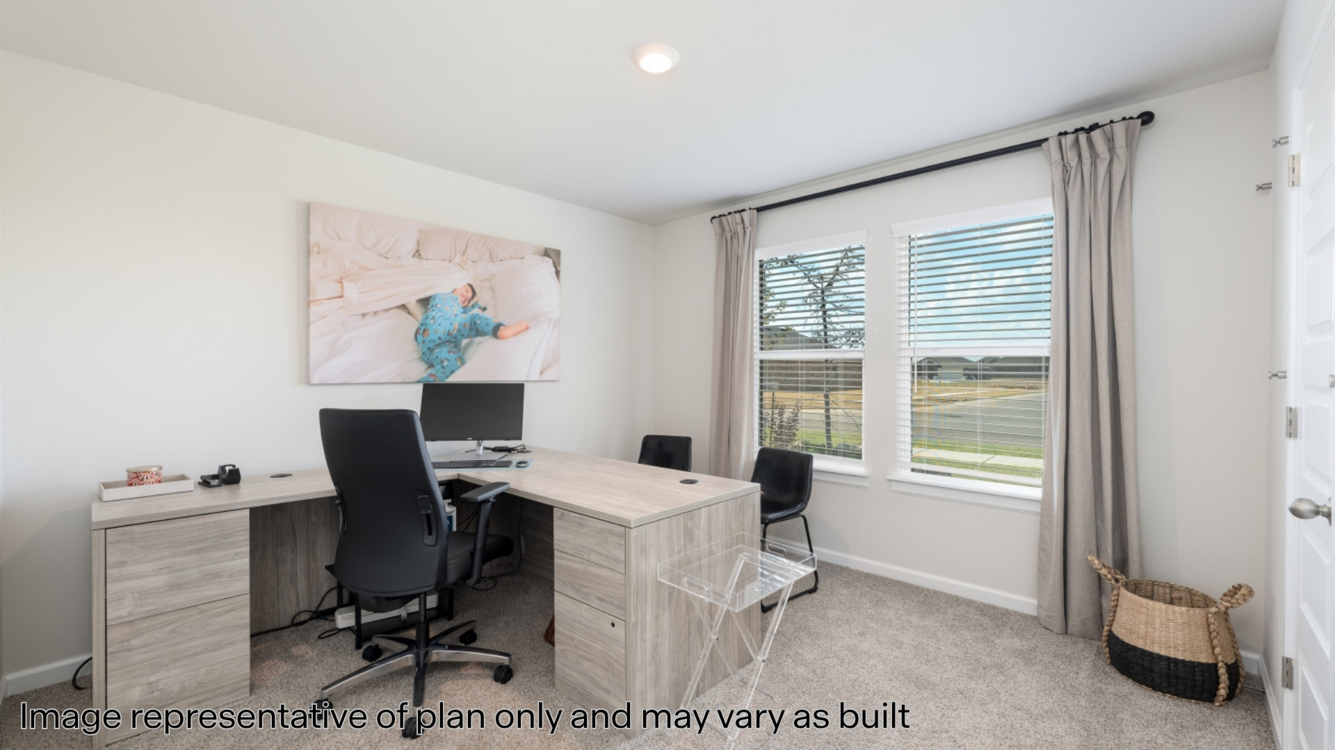 Office space with light carpet